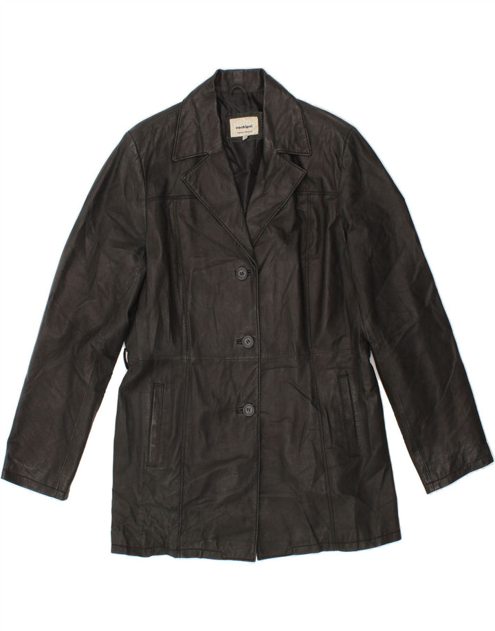 CONBIPEL Womens Leather Coat IT 48 XL Black Leather Vintage Conbipel and Second-Hand Conbipel from Messina Hembry 