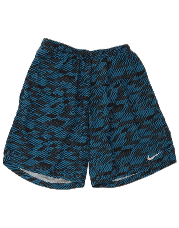 Nike Herre Dri Fit sportsshorts mellemblå geometrisk polyester
