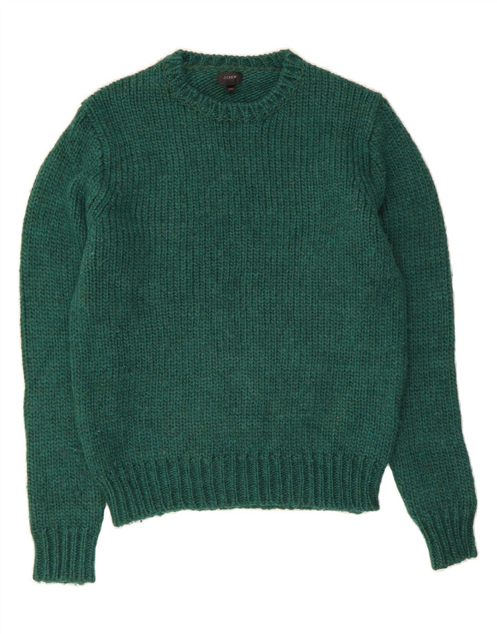 J. CREW Herre sweater med rund hals, mellemgrøn uld