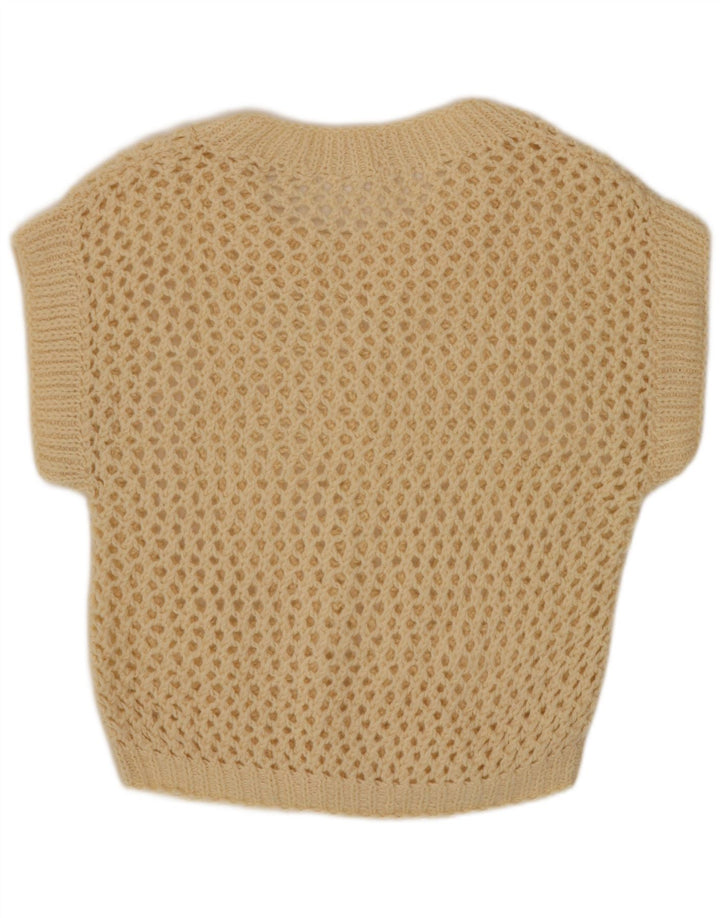 Vintage hæklet bluse til kvinder DK 12 Medium Beige