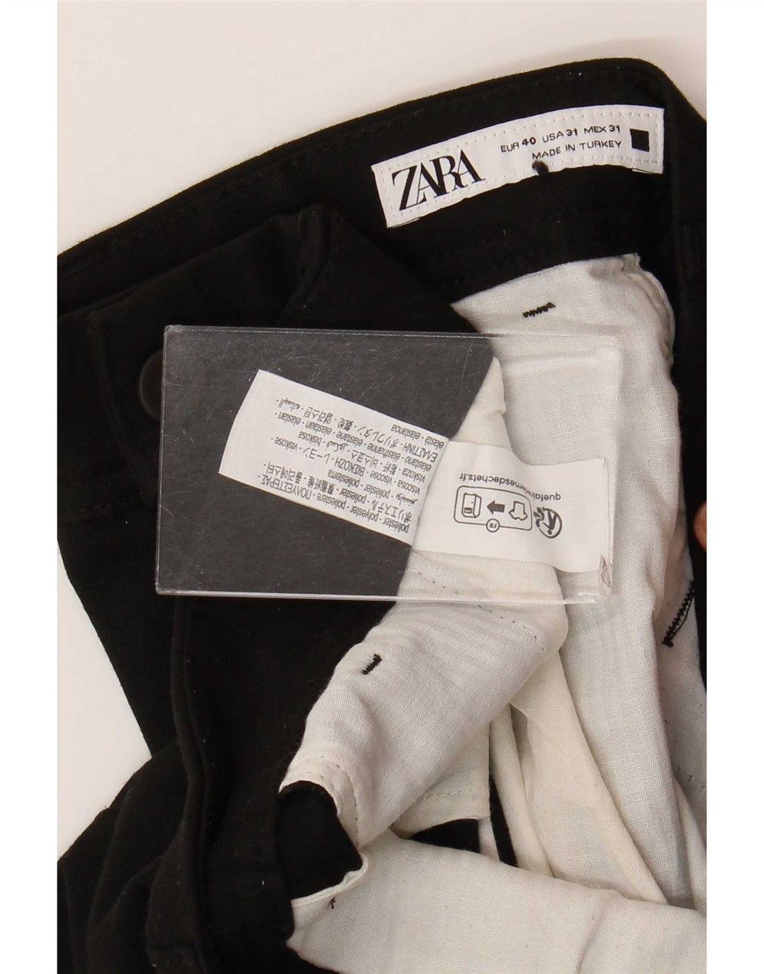 Zara Herre Slim Chino Bukser EU 40 Medium W31 L29 Sort Polyester