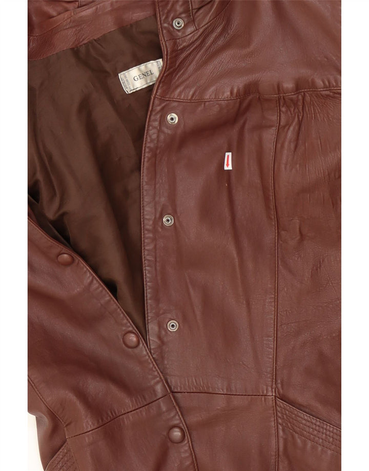GENEL Womens Leather Coat UK 20 2XL Brown Leather Vintage Genel and Second-Hand Genel from Messina Hembry 