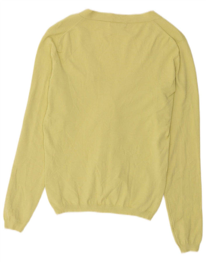 Massimo Dutti Dame Cardigan Sweater UK 12 Medium Yellow Viscose