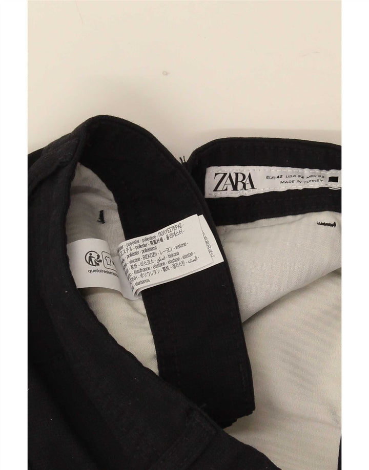 Zara Herre Slim Chino Bukser EU 42 Large W32 L27 Sort Polyester