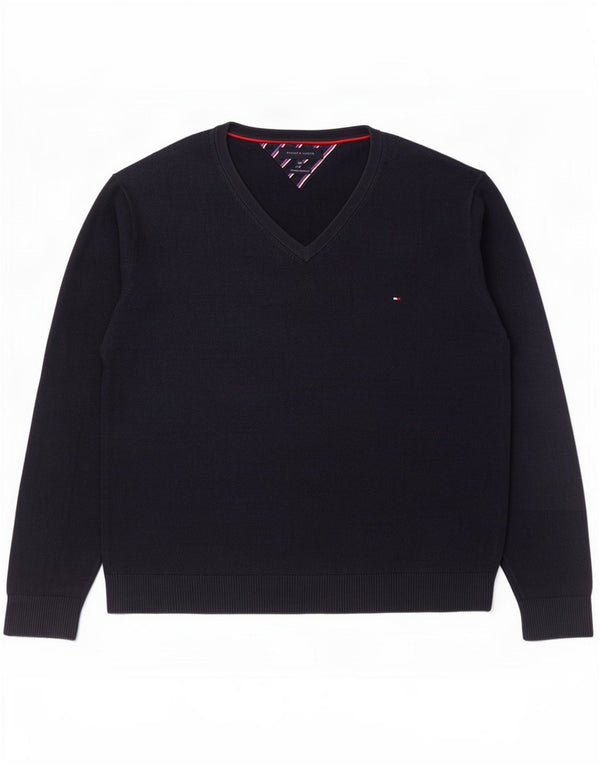 Tommy Hilfiger Herre V-hals sweater 3XL marineblå bomuld