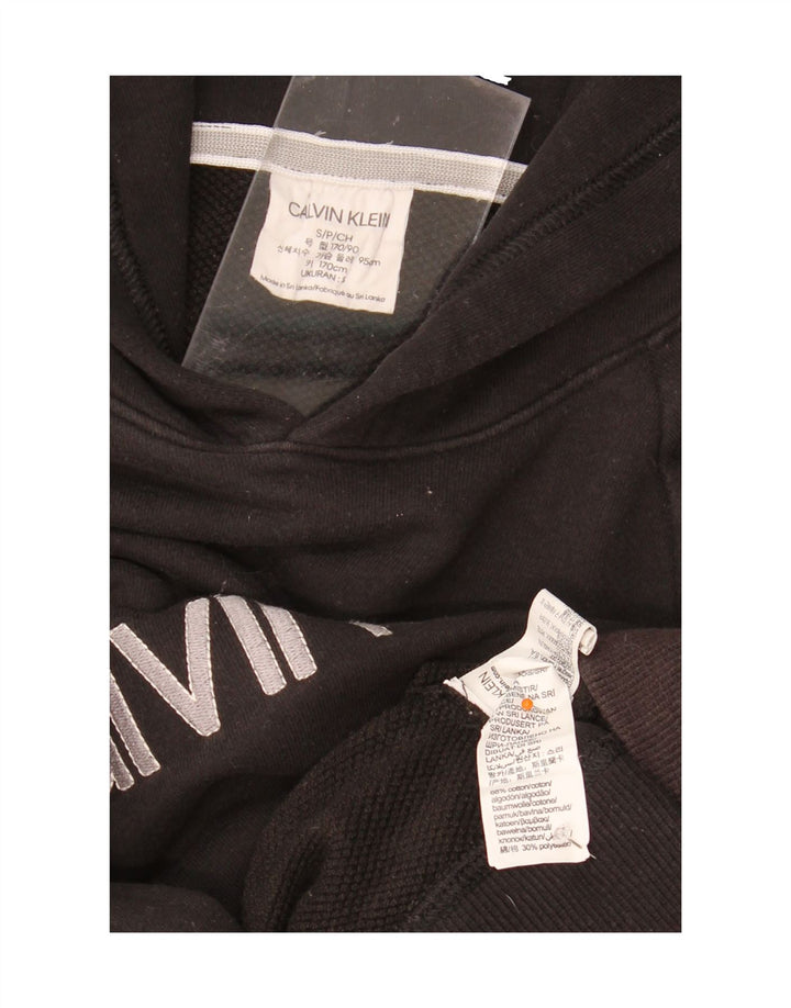 CALVIN KLEIN Mens Graphic Hoodie Jumper Small Black Vintage Calvin Klein and Second-Hand Calvin Klein from Messina Hembry 