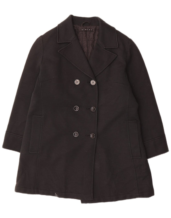 Sisley Dame Dobbeltradet Frakke UK 14 Medium Sort