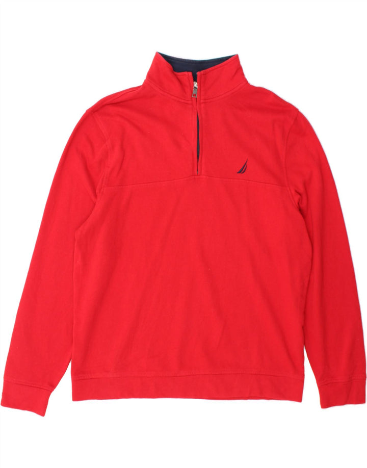 NAUTICA Mens Zip Neck Sweatshirt Jumper Large Red Cotton Vintage Nautica and Second-Hand Nautica from Messina Hembry 
