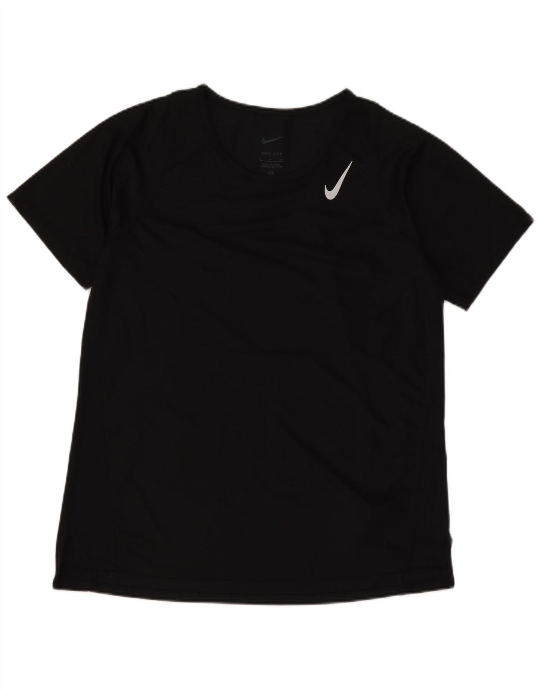 Nike Dame Dri Fit T-Shirt Top UK 10 Small Black Polyester