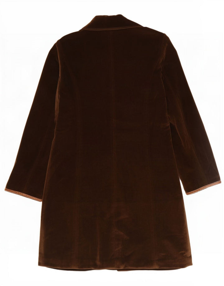 Vintage fløjlsoverfrakke til kvinder UK 12 medium brun polyester