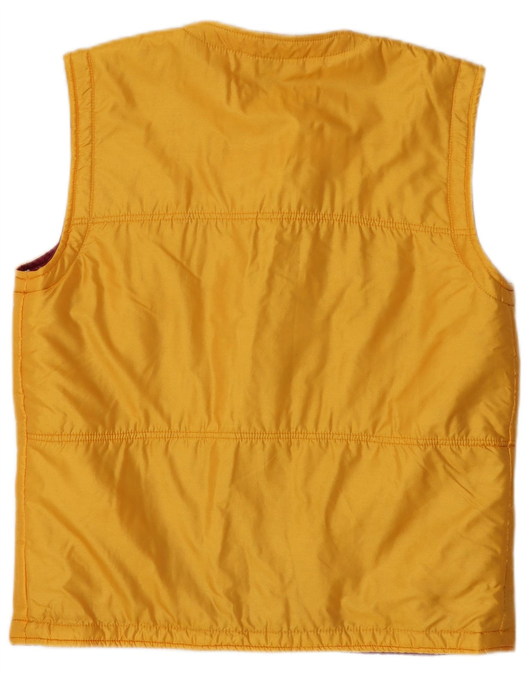 Vintage Dame Gilet IT 46 Large Yellow Floral Polyamid