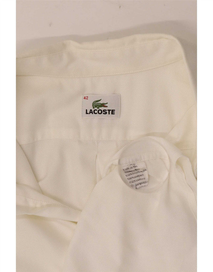 Lacoste Kortærmet Herreskjorte Størrelse 42 Stor Hvid Bomuld