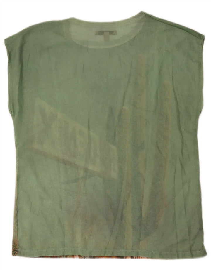 ZARA Womens Trafaluc Oversized Graphic Vest Top UK 10 Small Green