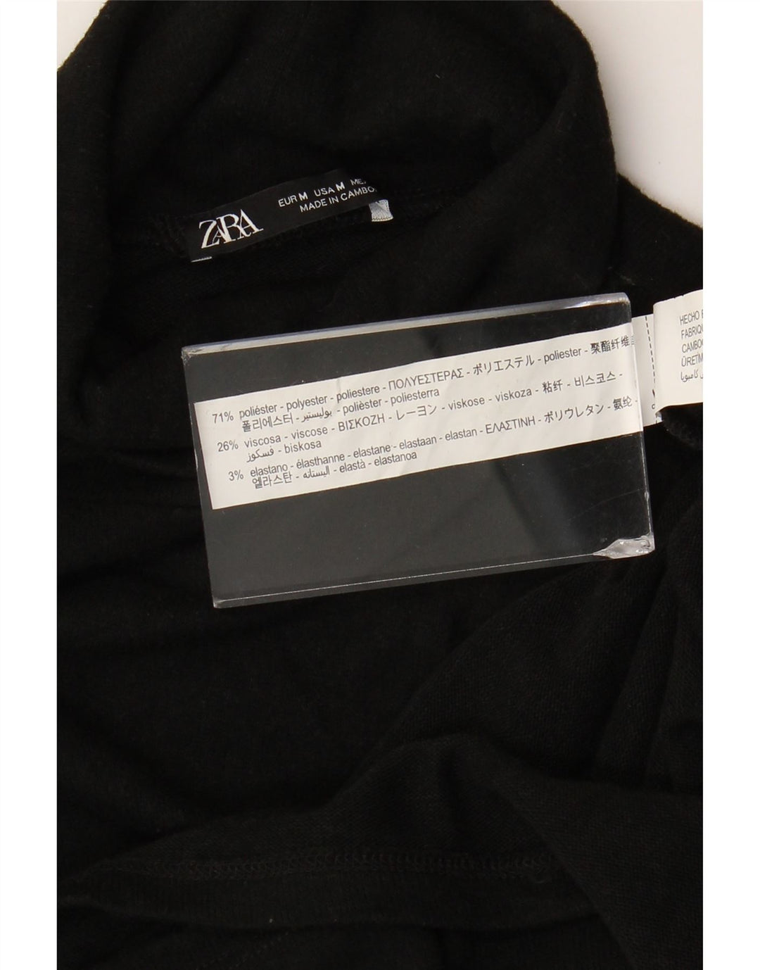 Zara Dame Rullehals Jumper Kjole UK 12 Medium Sort Polyester