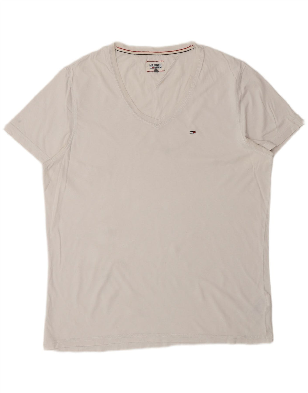 TOMMY HILFIGER Herre T-Shirt Top 2XL Hvid Bomuld