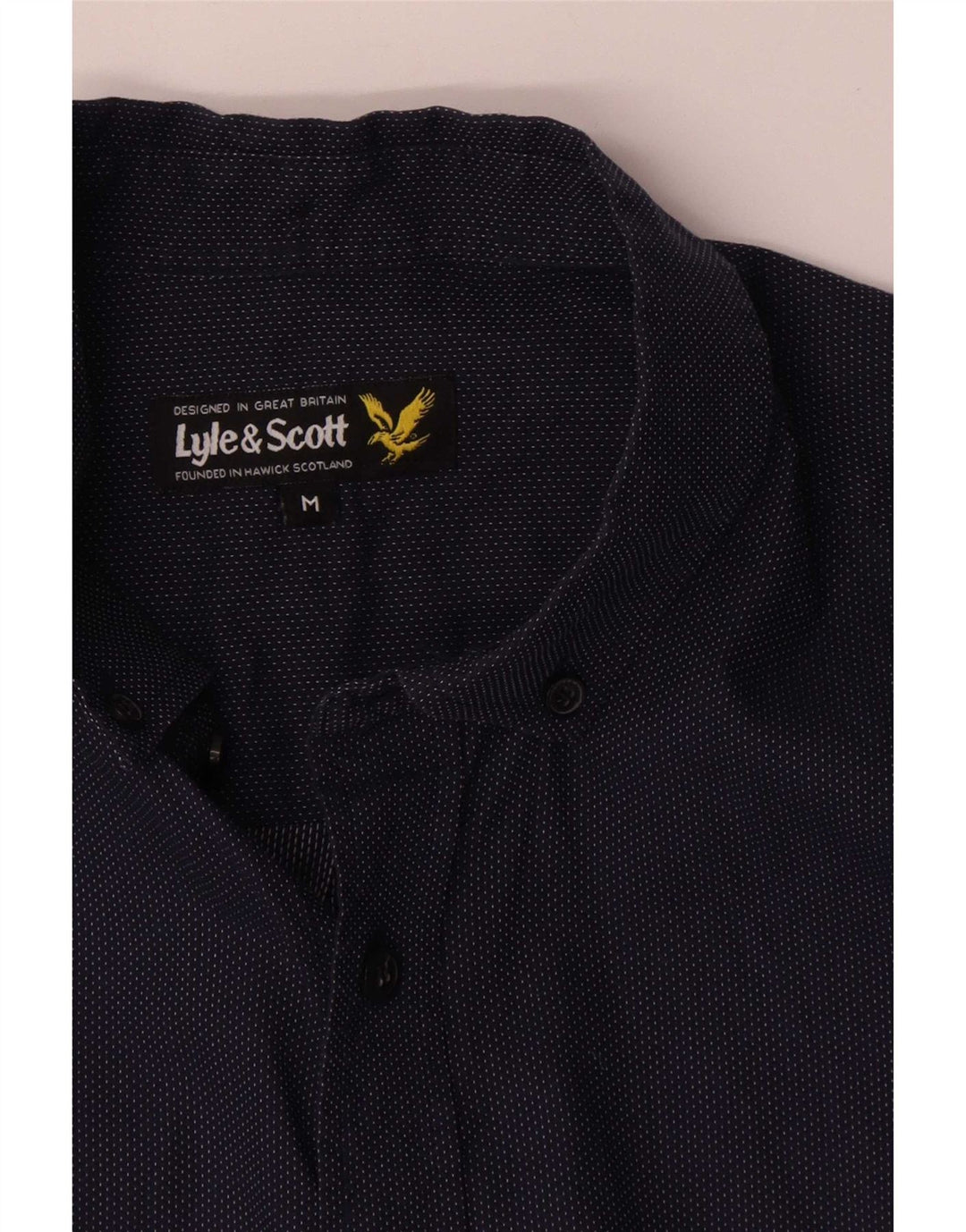 Lyle & Scott herreskjorte medium marineblå plettet bomuld