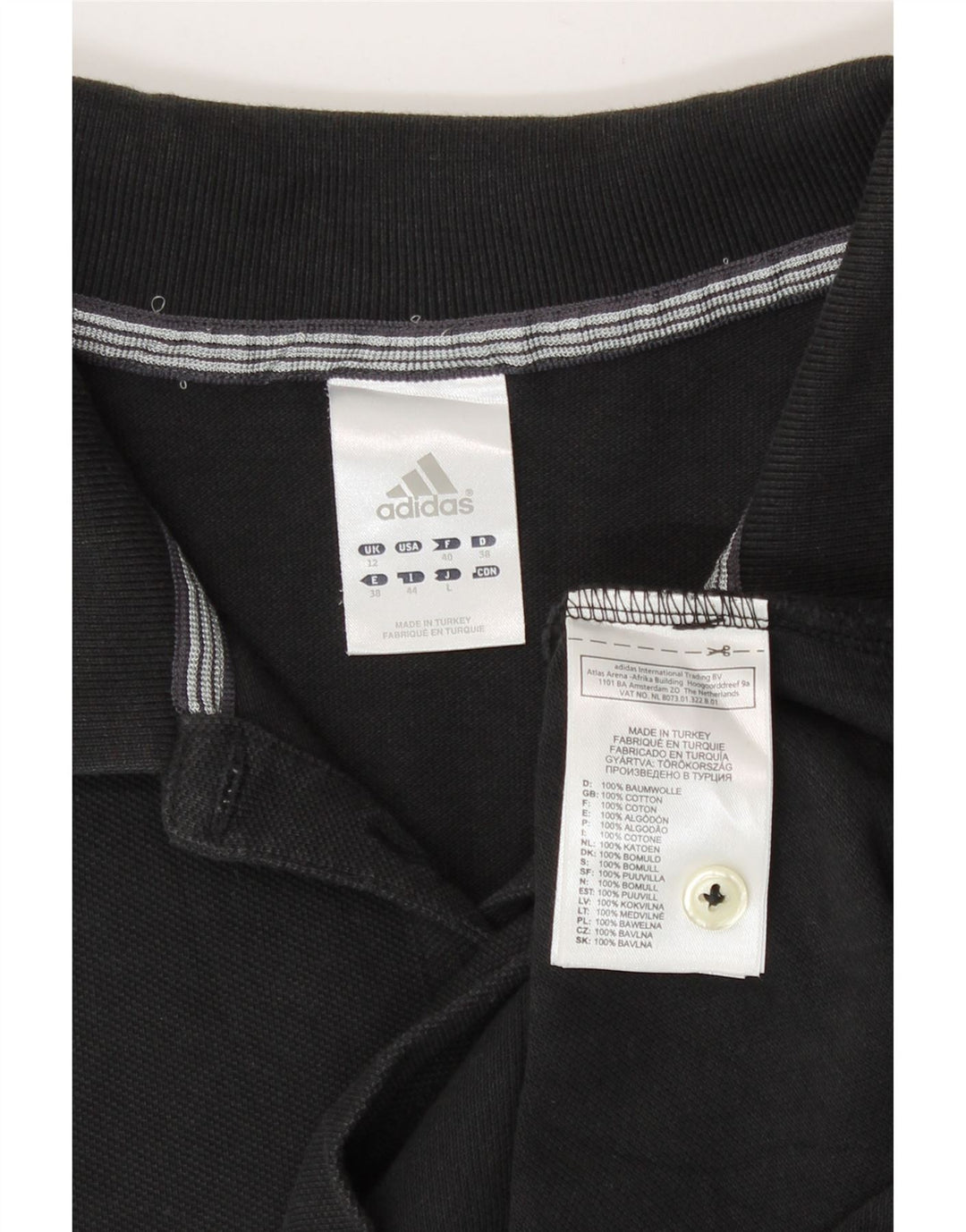 Adidas Dame Polo Shirt UK 12 Medium Sort Bomuld