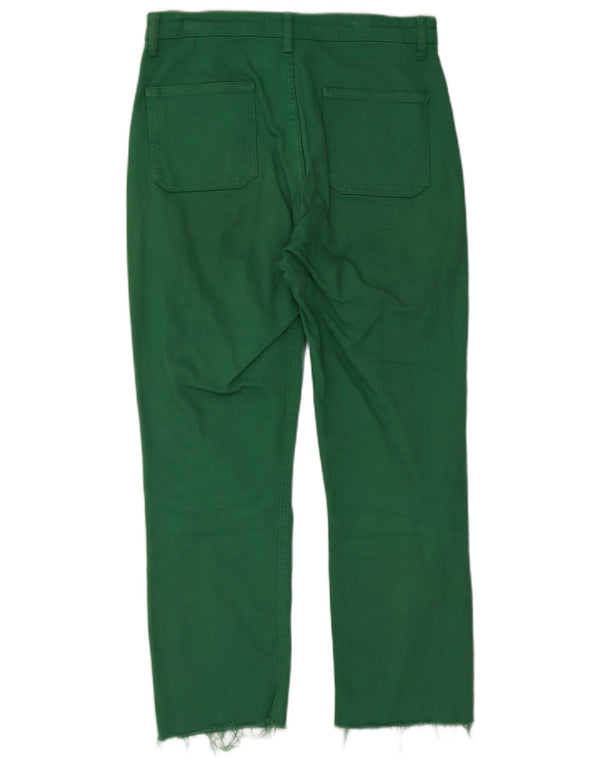 Zara Dame Lige Casual Bukser EU 42 Large W32 L26 Grøn Bomuld