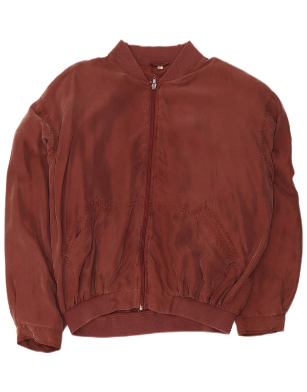 Cacharel Herre Loose Fit Bomber Jacket UK 40 Large Burgundy Silk