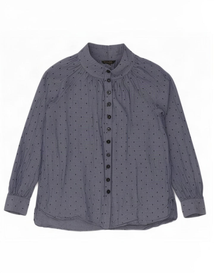 Massimo Dutti Dame Skjorte Bluse EU 40 Mellemblå Geometrisk Bomuld