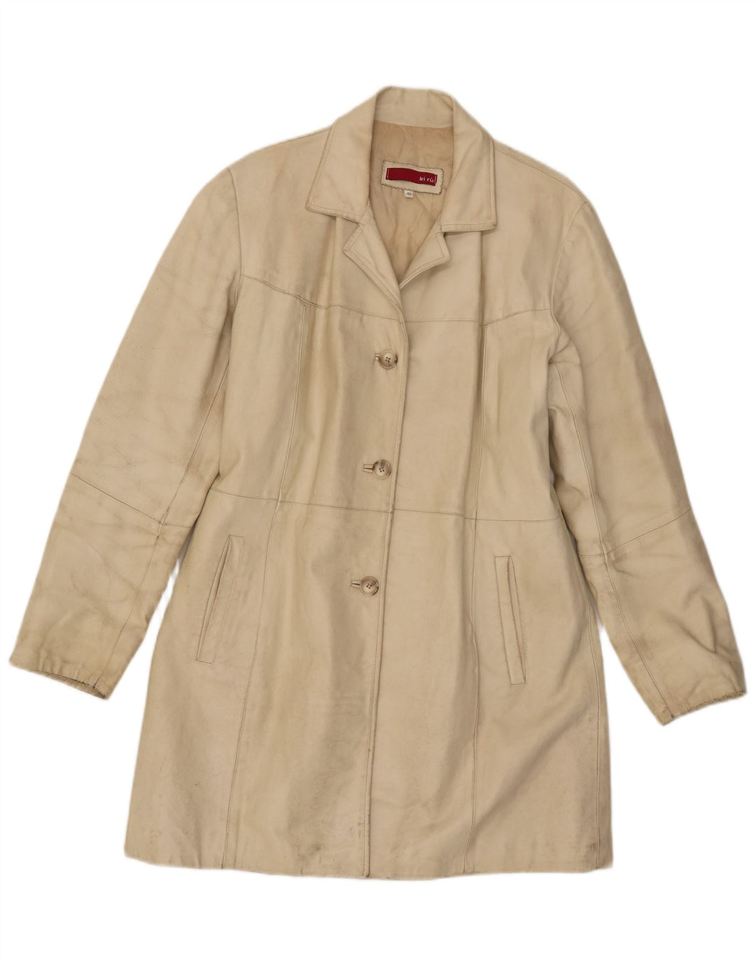 Vintage læderfrakke til kvinder IT 46 Large Beige