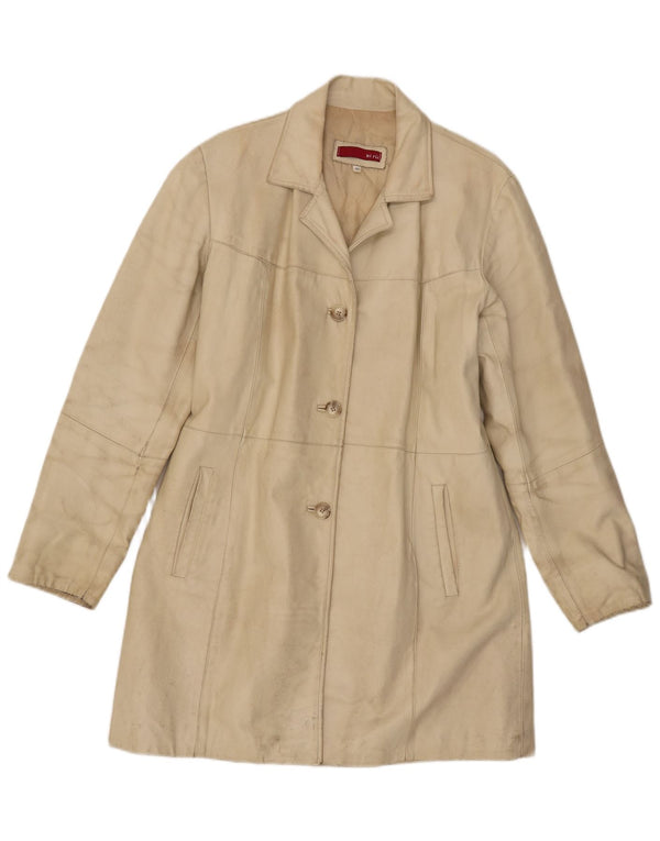 Vintage læderfrakke til kvinder IT 46 Large Beige