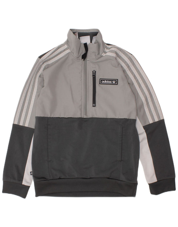 ADIDAS Sweatshirt med lynlås til drenge 7-8 år Grå Colourblock
