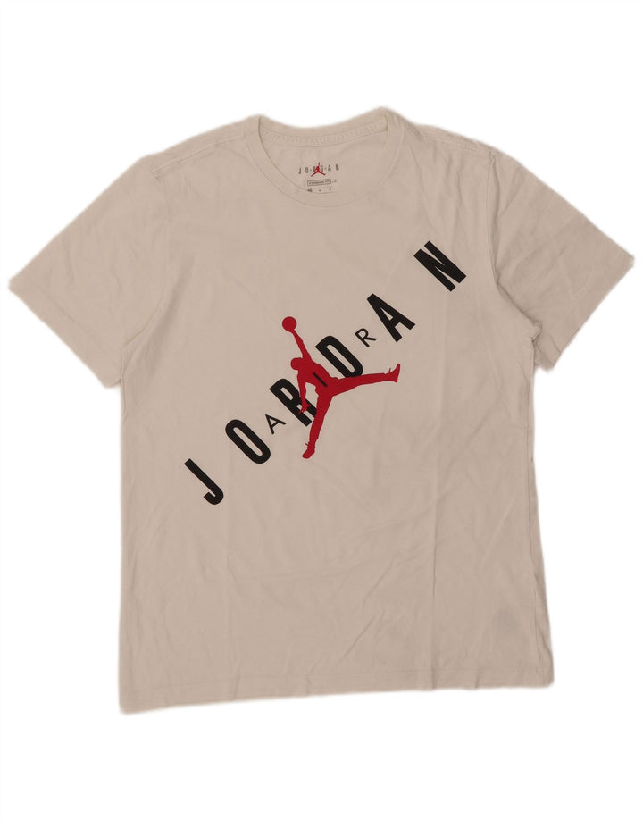 Jordan Herre Standard Fit Grafisk T-Shirt Top Medium Hvid Bomuld