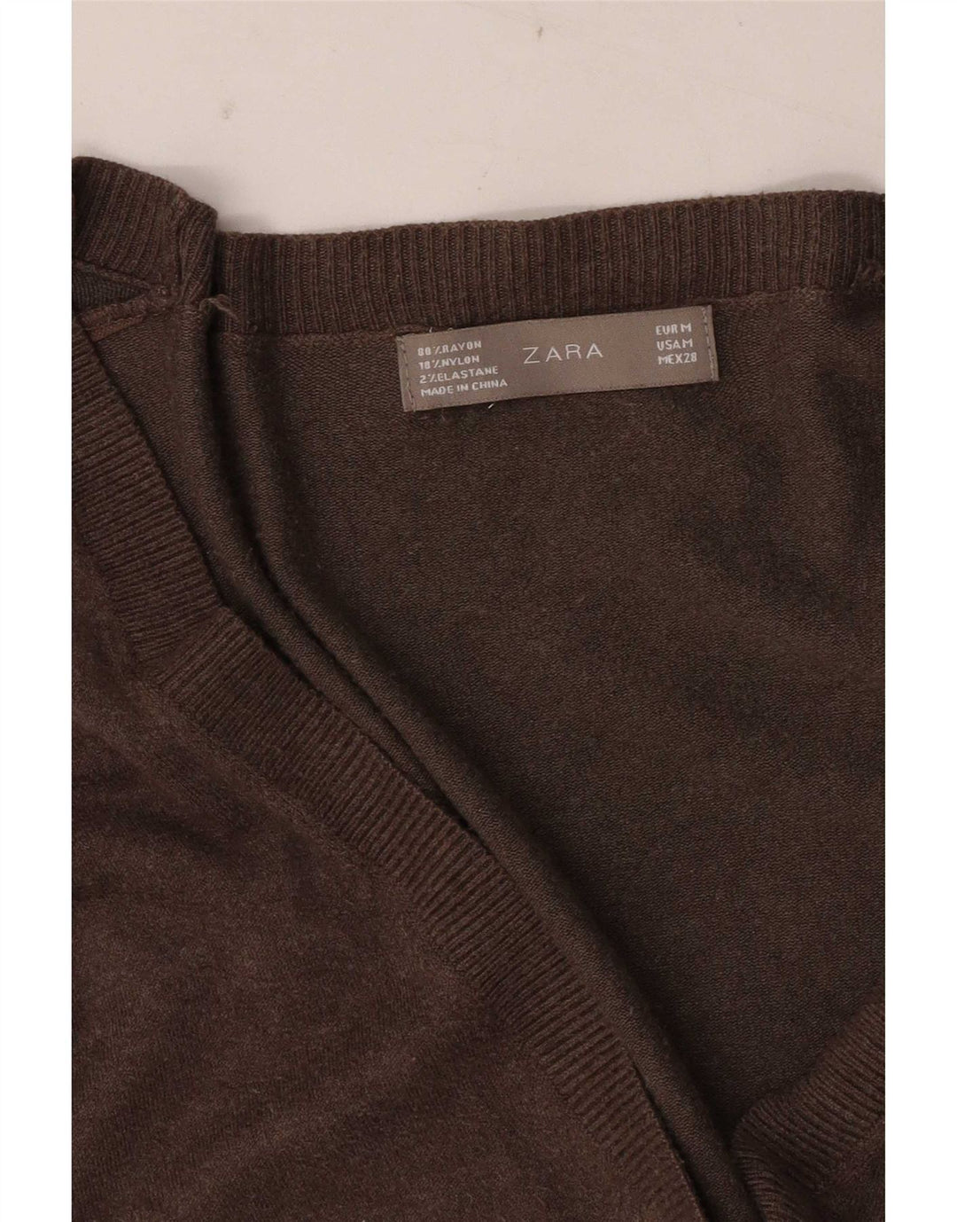 Zara Dame Cardigan Sweater UK 12 Medium Brown Rayon