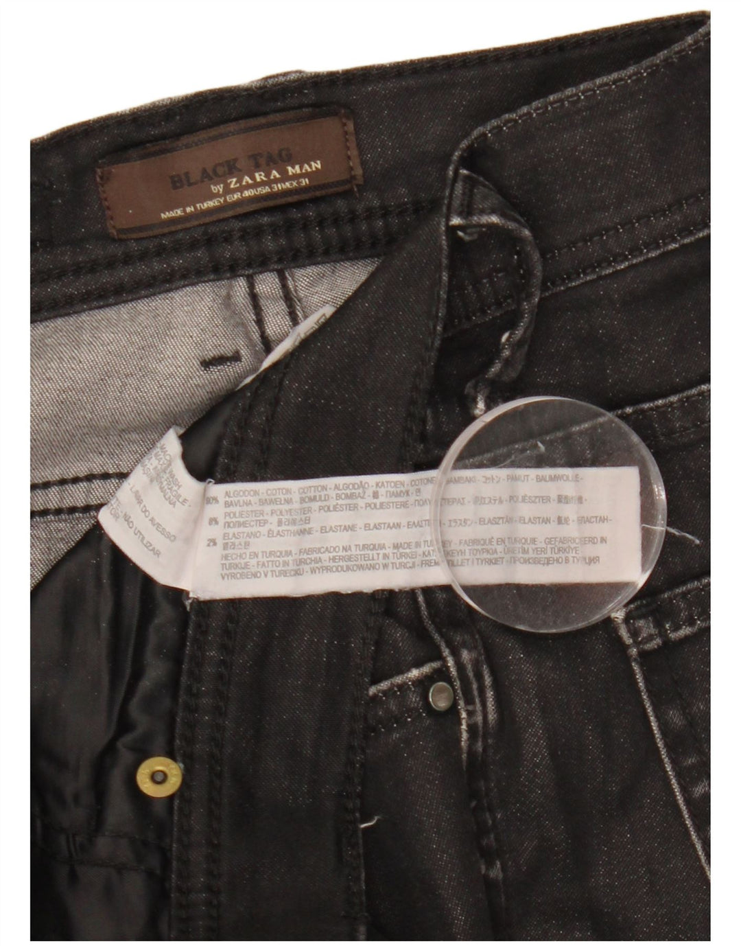 Zara Herre Slim Jeans EU 40 Medium W31 L31 Sort Bomuld