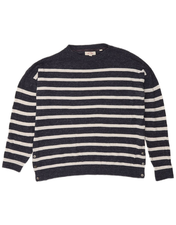 Fat Face Dame Boat Neck Jumper Sweater UK 10 Small Navy Blue Striped
