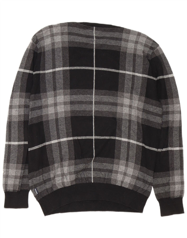 Barbour Herre Boat Neck Jumper Sweater stor grå ternet bomuld