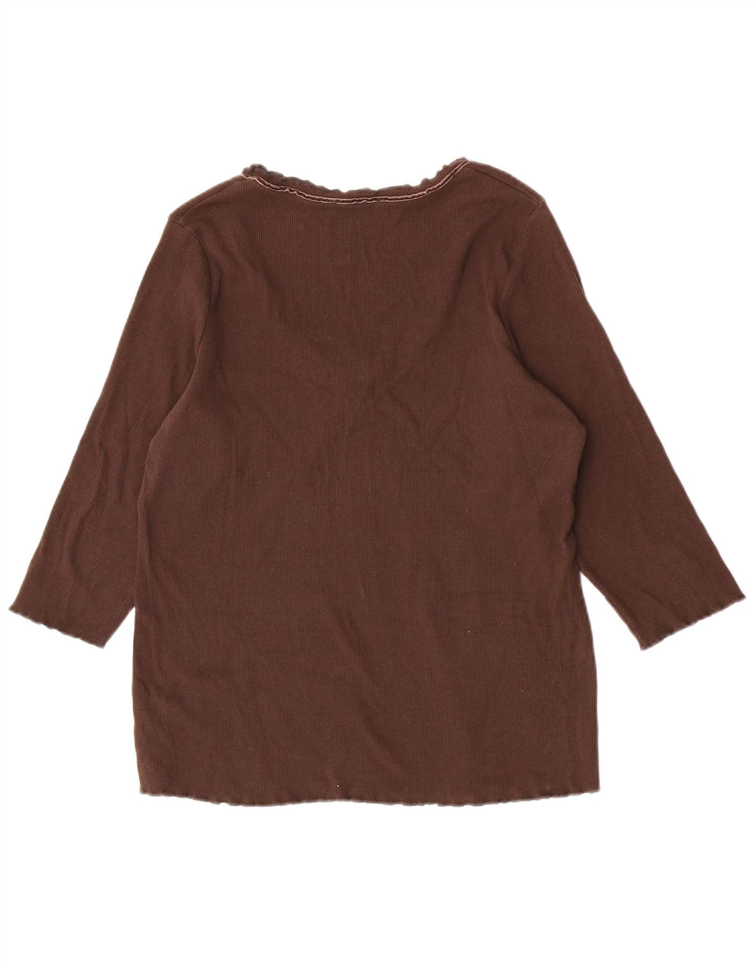 Marks & Spencer dametop 3/4 ærmer UK 16 Stor brun bomuld