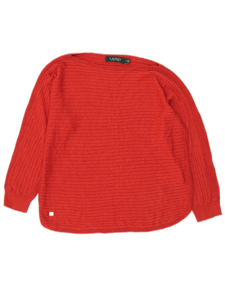 Ralph Lauren Dame Top 3/4 ærmer UK 10 Small Red Lyocell