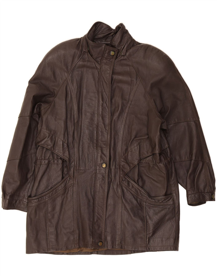 VINTAGE Womens Leather Jacket EU 50 3XL Brown Vintage Vintage and Second-Hand Vintage from Messina Hembry 