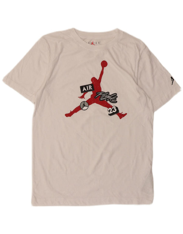 Jordan Boys Grafisk T-Shirt Top 12-13 År Stor Hvid Bomuld
