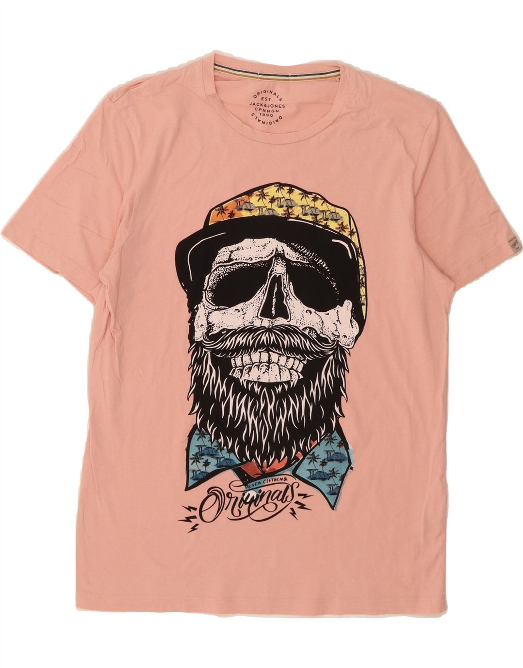 JACK & JONES Mens Graphic T-Shirt Top Medium Pink Cotton Vintage Jack & Jones and Second-Hand Jack & Jones from Messina Hembry 