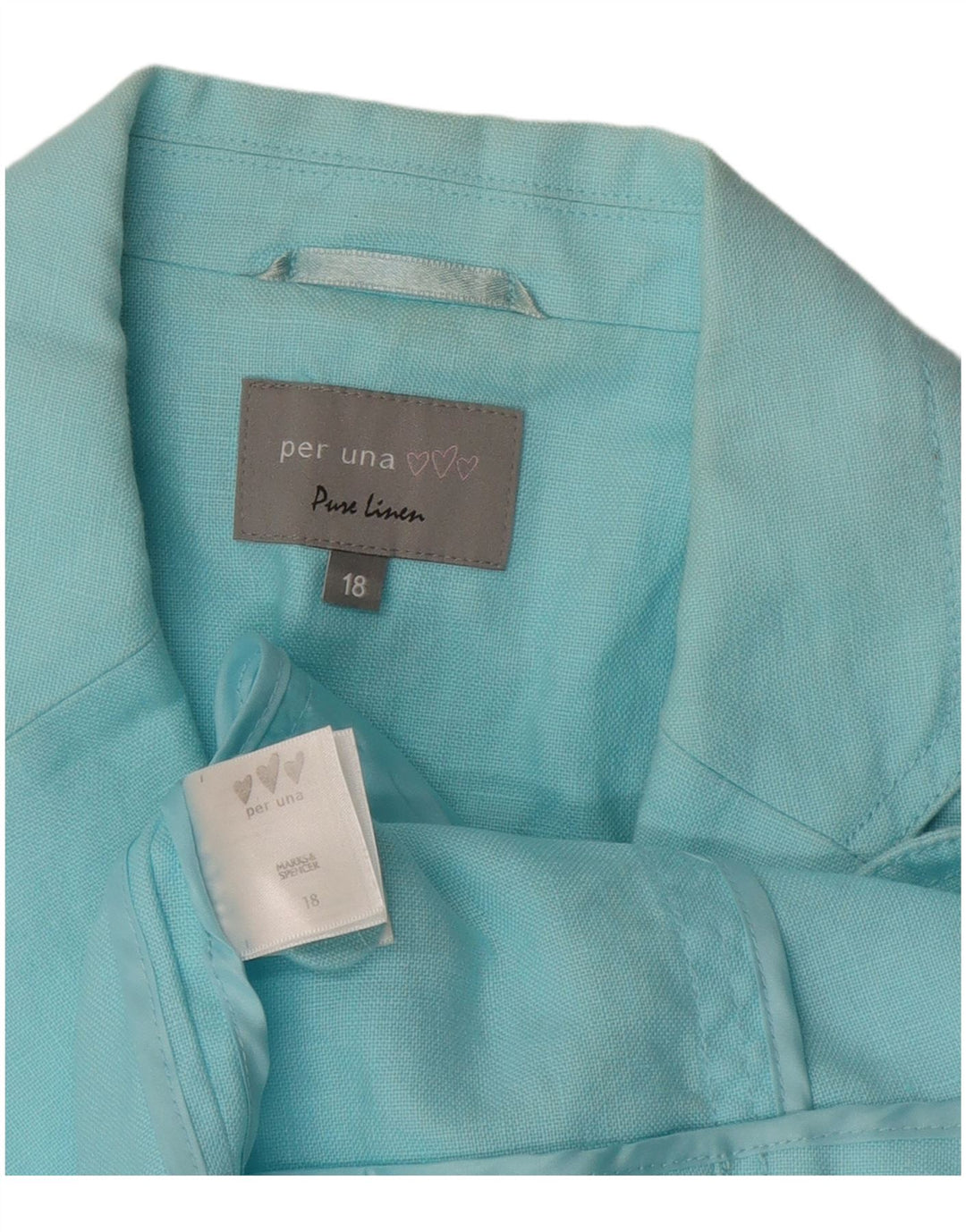 Per Una Dame 4 Button Blazer Jacket UK 18 XL Blå Linned