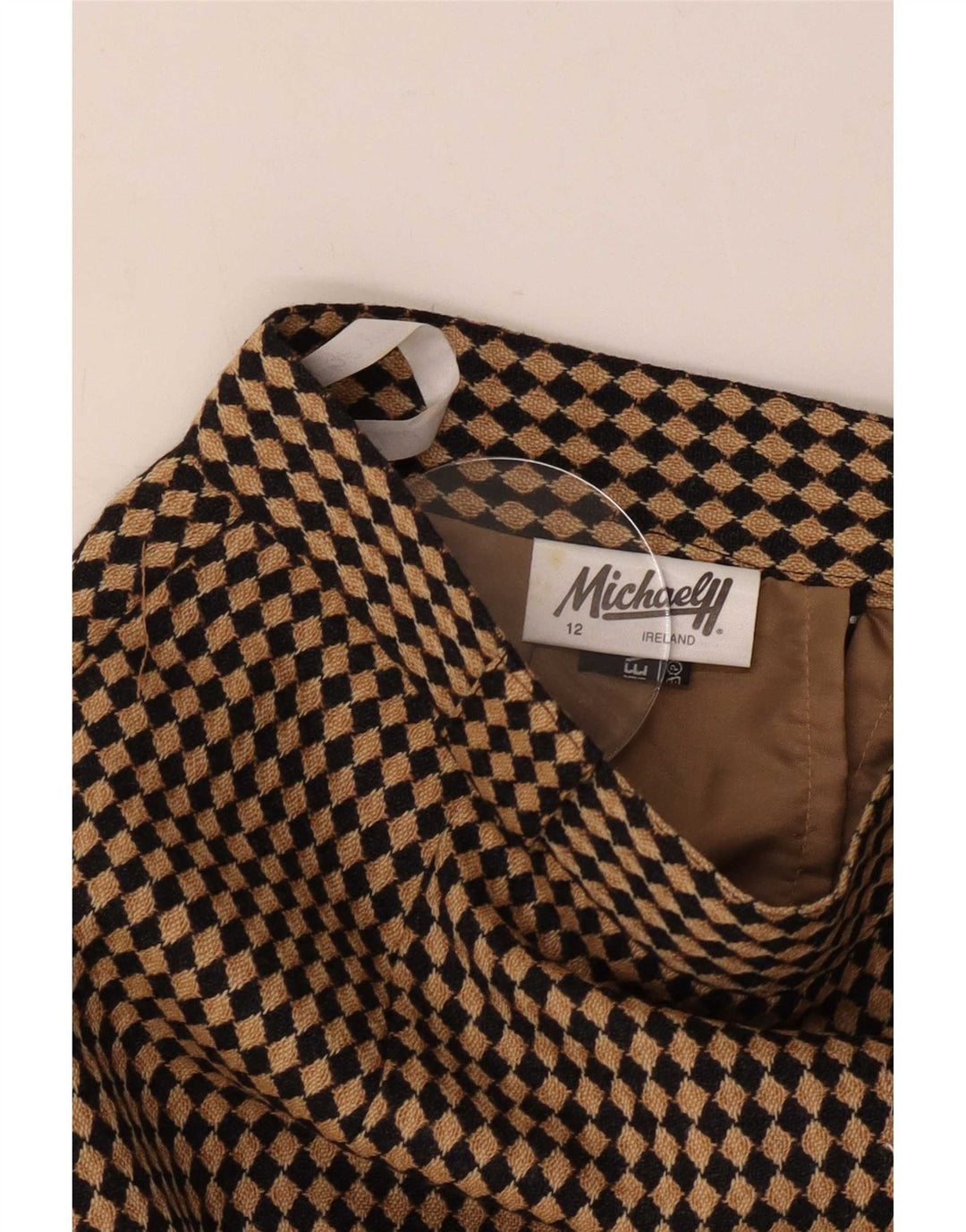 Michael H Pencil Nederdel til kvinder UK 12 Medium W26 Beige Argyle/Diamond Wool