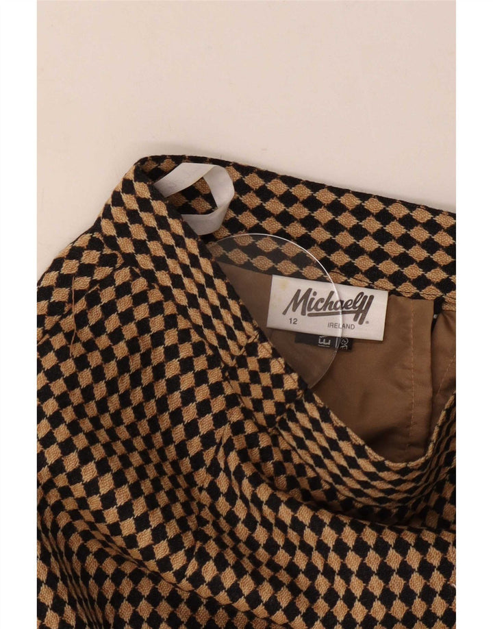 Michael H Pencil Nederdel til kvinder UK 12 Medium W26 Beige Argyle/Diamond Wool