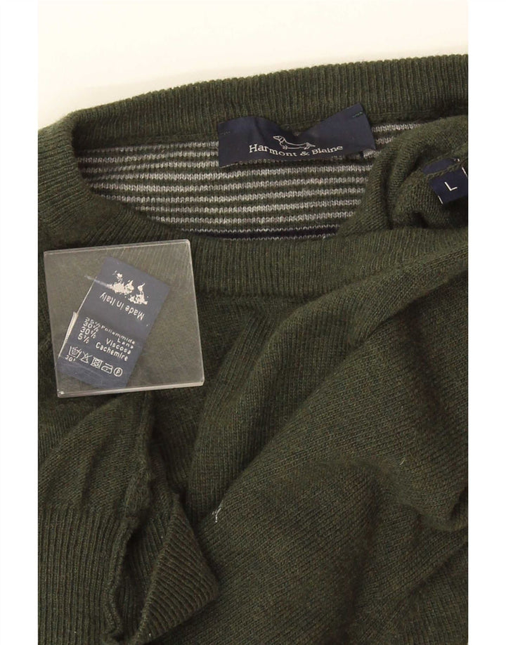 Harmont & Blaine Herre sweater med rund hals, stor grøn polyamid