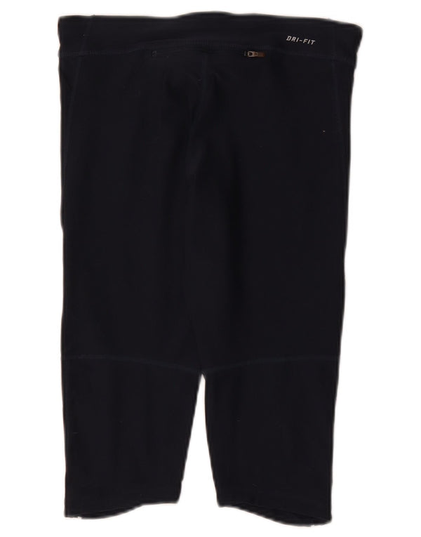 Nike Dame Capri Leggings UK 10 Small Navy Blue Polyester Sports