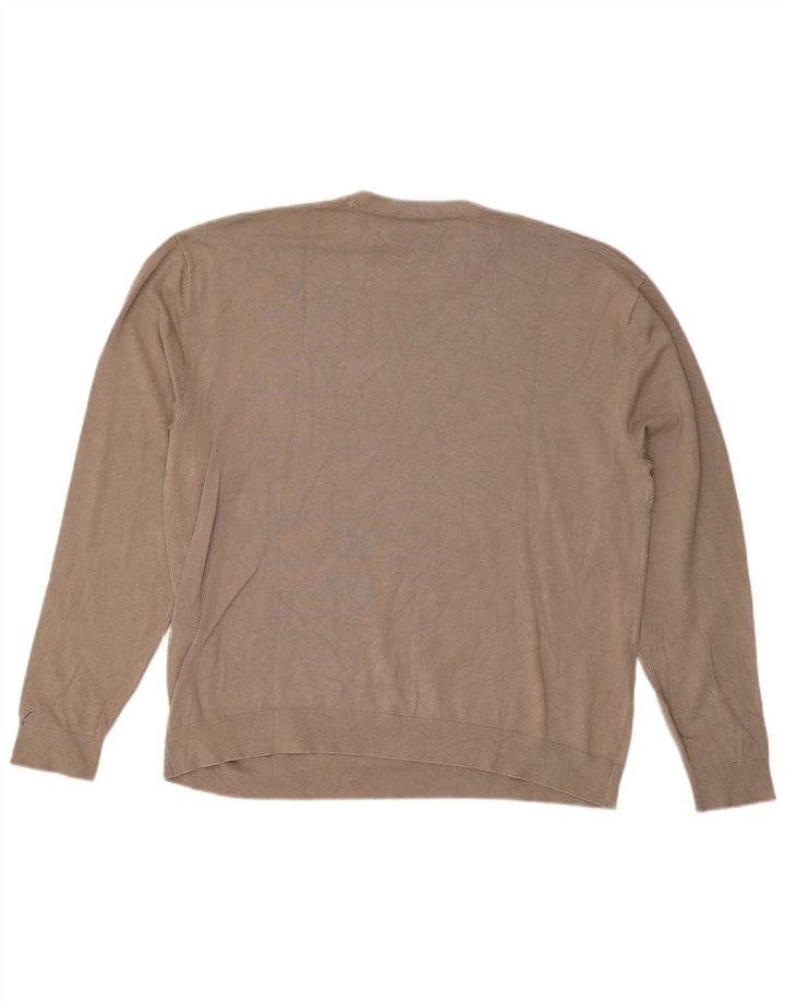 Zara Herre Crew Neck Jumper Sweater Stor Grå Viscose