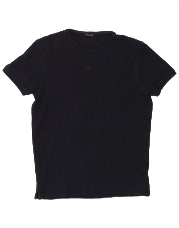 Massimo Dutti Dame T-Shirt Top UK 14 Stor Marineblå Bomuld