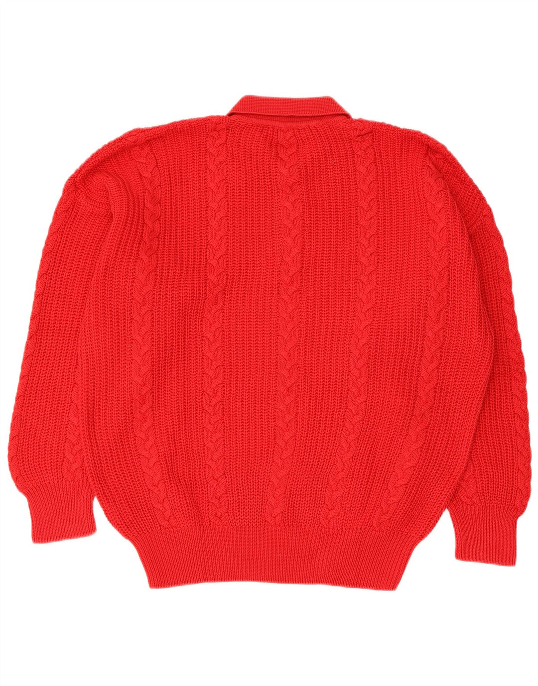 Vintage herre polo hals sweater stor rød bomuld