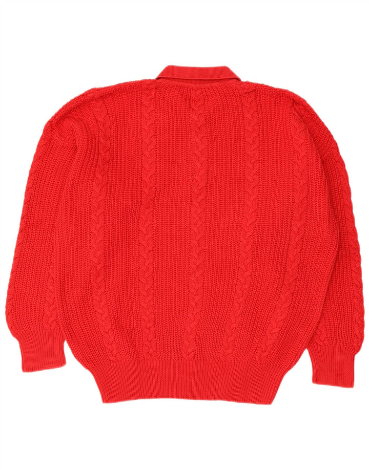 Vintage herre polo hals sweater stor rød bomuld