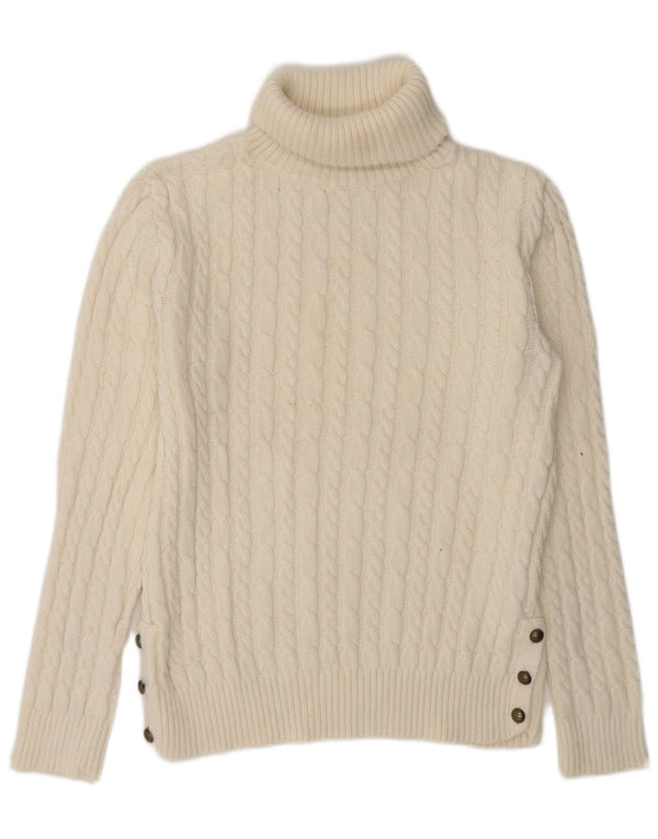 Zara Dame Roll Neck Jumper Sweater UK 16 Large Off White Akryl