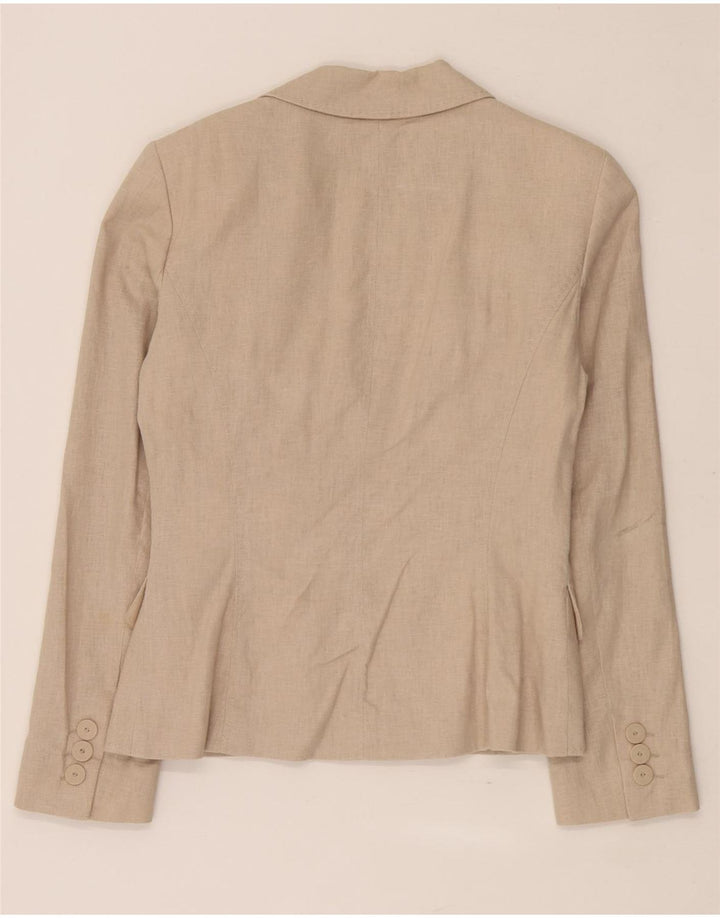 Marks & Spencer Dame 5 Button Blazer Jacket UK 10 Small Beige Linen