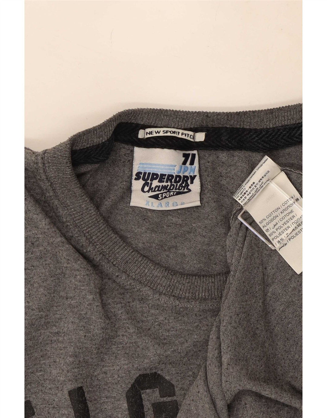 Superdry Herre grafisk T-shirt Top XL Grå Flecked Bomuld