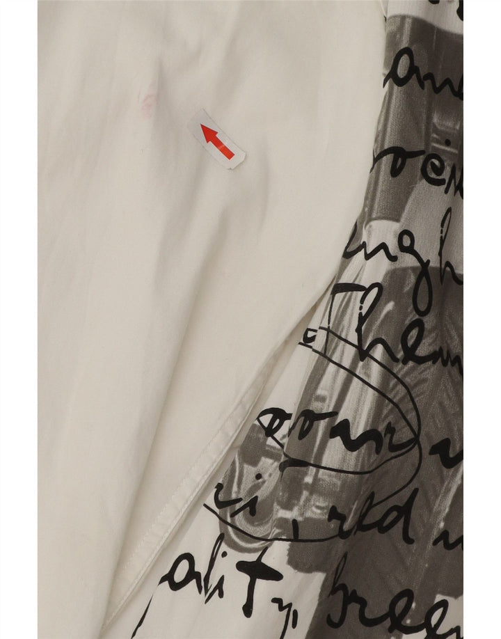 DESIGUAL Herre grafisk Regular Fit skjorte Stor hvid bomuld